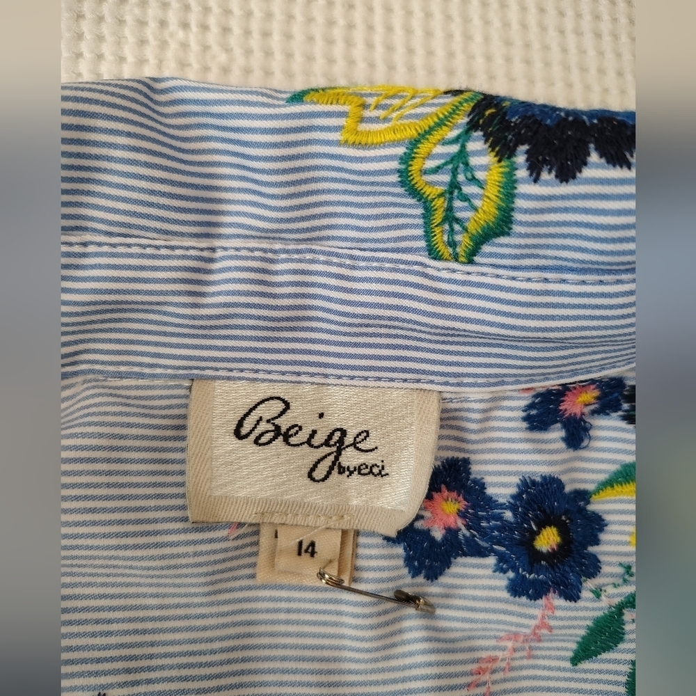Beige By Eci Floral Blue Dress Size 14 - Picture 7 of 8
